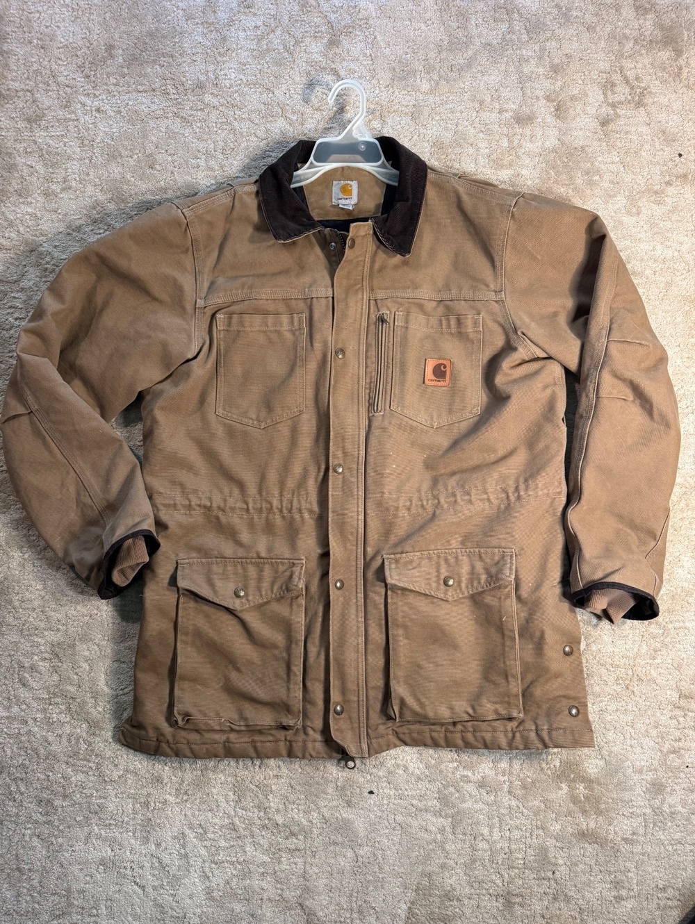 Carhartt 100110 Rancher Coat Jacket L Tall Brown Sandstone Duck Quilt Lined